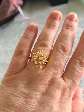 White Sapphire Ring on 18KT Gold Plated Sterling  Band